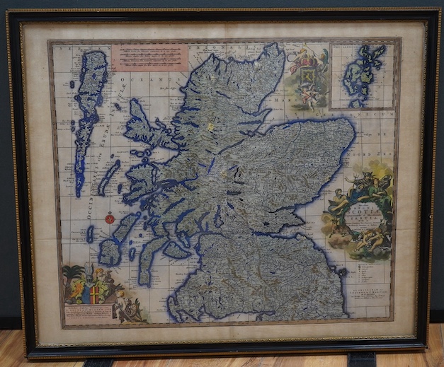 Johannes Covens and Cornelis Mortier, hand coloured engraved map, 'Novissma Regin Scotiae Septentrionalis et Meridionalis Tabula, Divisae ...', c.1700, 55 x 67cm. Condition - fair